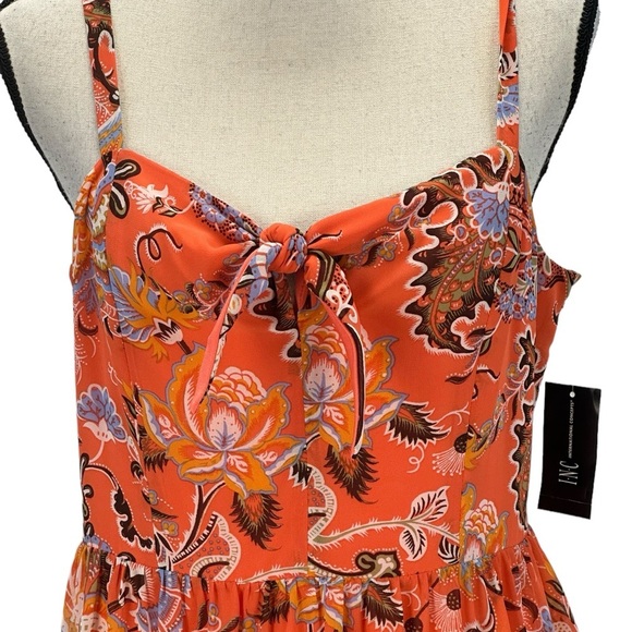 International Concepts Sleeveless Bow Floral Print Sundress - Orange - size 8 - Picture 2 of 11
